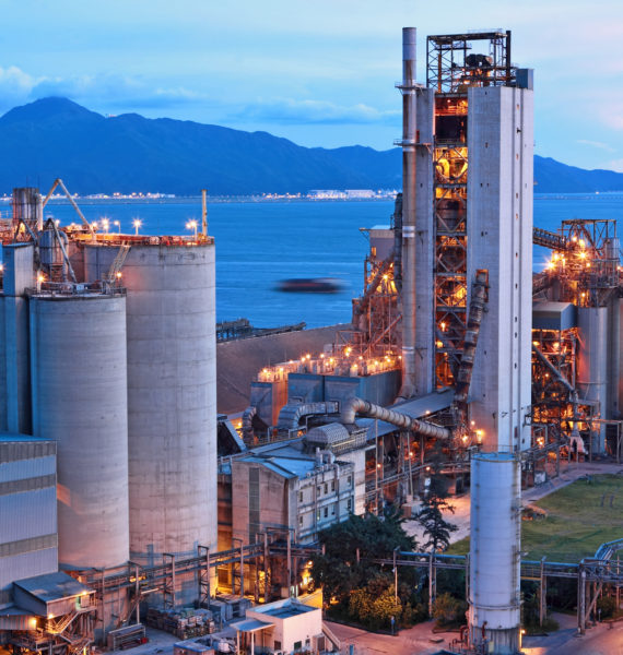 cement factory at night